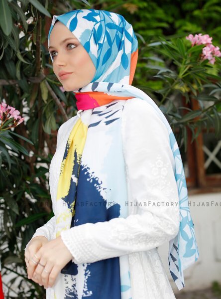 Yumna - Hijab à Motifs Turquoise