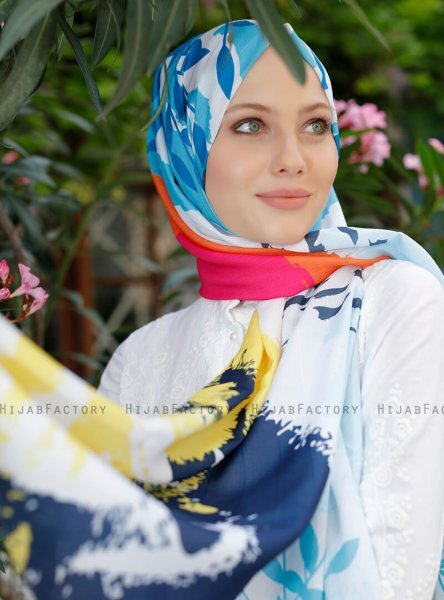 Yumna - Hijab à Motifs Turquoise