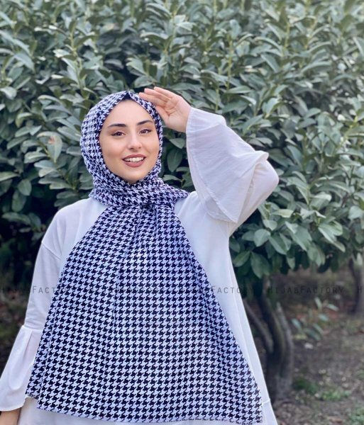 Soheila - Hijab En Coton à Motif Noir & Blanc