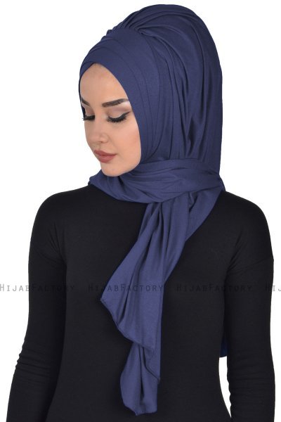 Tamara - Hijab Coton Pratique Bleu Marin