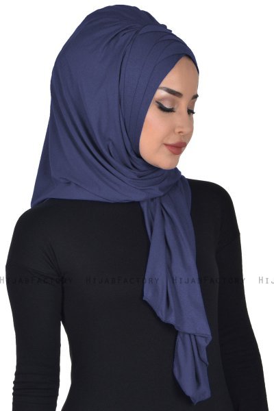 Tamara - Hijab Coton Pratique Bleu Marin