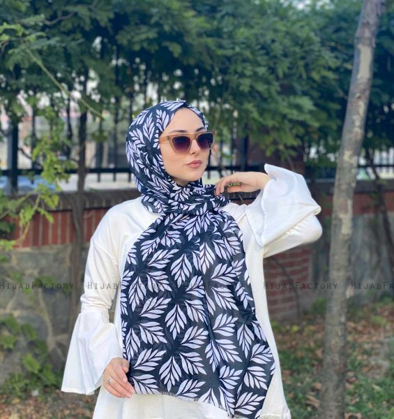 Tanaz - Hijab A Motifs En Coton Noir