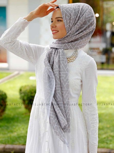 Tharaa - Hijab à Motifs Argent - Sal Evi