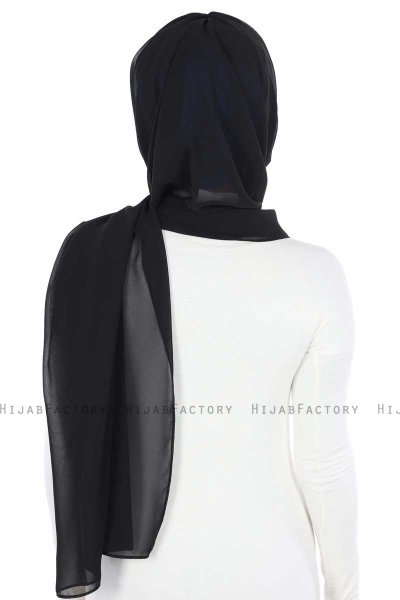 Vera - Hijab Chiffon Pratique Bleu & Noir