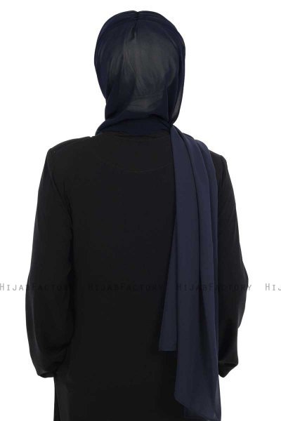 Vera - Hijab Chiffon Pratique Crème & Bleu Marin