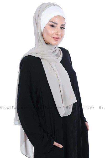 Vera - Hijab Chiffon Pratique Crème & Taupe