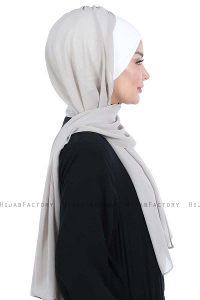 Vera - Hijab Chiffon Pratique Crème & Taupe