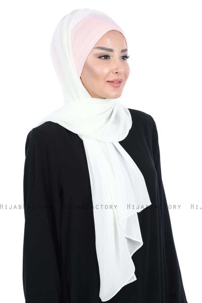 Vera - Hijab Chiffon Pratique Vieux Rose & Creme
