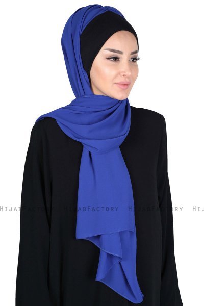 Vera - Hijab Chiffon Pratique Noir & Bleu