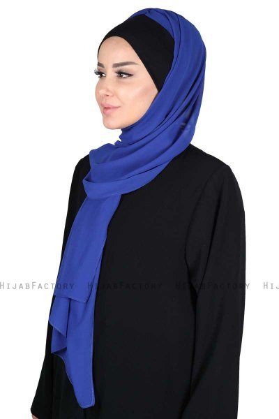 Vera - Hijab Chiffon Pratique Noir & Bleu
