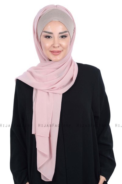Vera - Hijab Chiffon Pratique Taupe & Vieux Rose