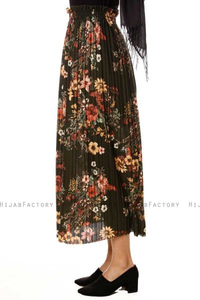 Yamina - Jupe A Fleurs Kaki - Burun