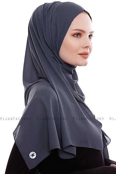 Yara - Hijab Crepe Pratique One-Piece Anthracite
