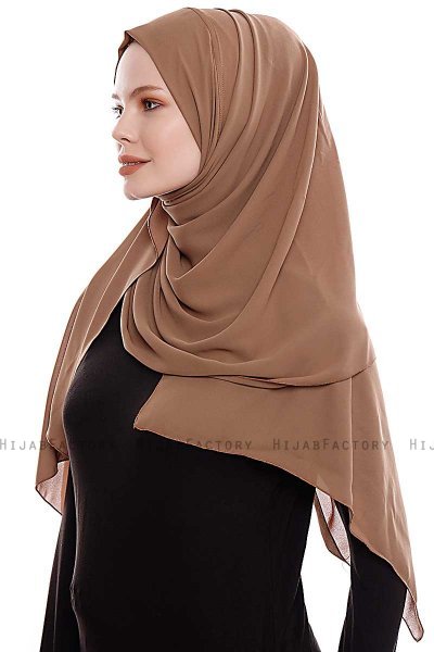 Yara - Hijab Crepe Pratique One-Piece Marron