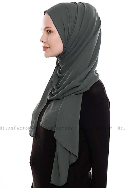 Yara - Hijab Crepe Pratique One-Piece Kaki