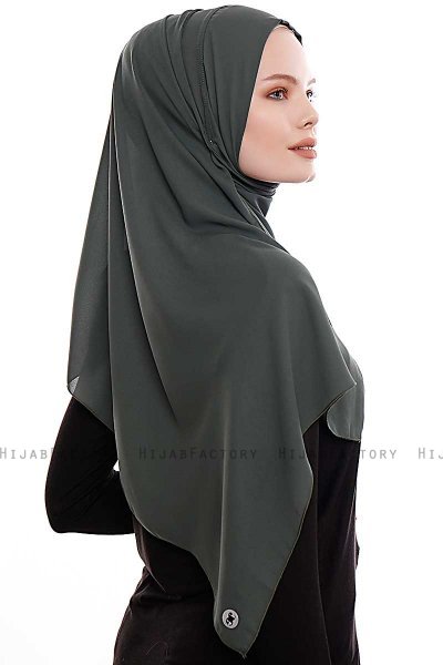 Yara - Hijab Crepe Pratique One-Piece Kaki