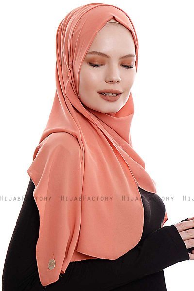 Yara - Hijab Crepe Pratique One-Piece Saumon
