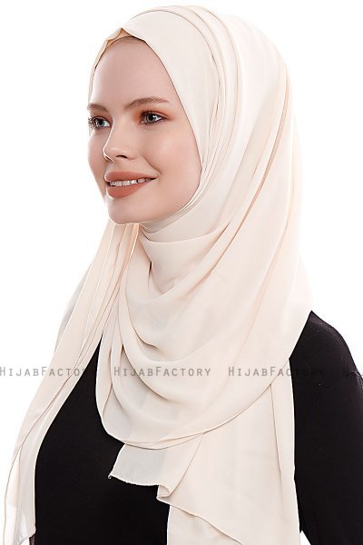 Yara - Hijab Crepe Pratique One-Piece Beige Clair