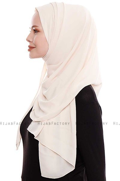 Yara - Hijab Crepe Pratique One-Piece Beige Clair