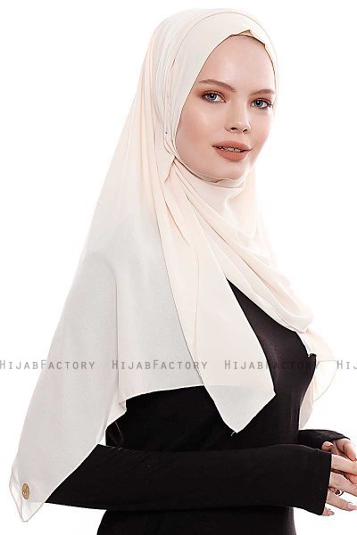 Yara - Hijab Crepe Pratique One-Piece Beige Clair