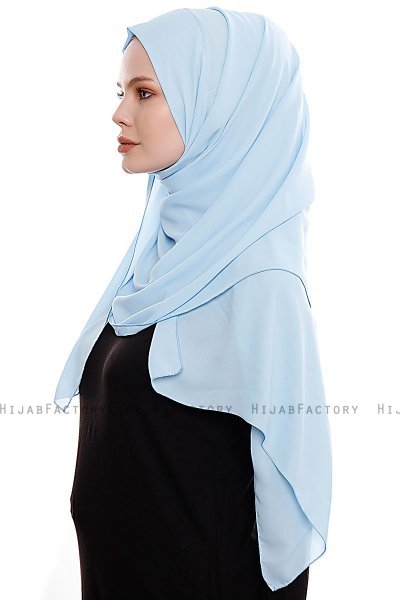 Yara - Hijab Crepe Pratique One-Piece Bleu Clair