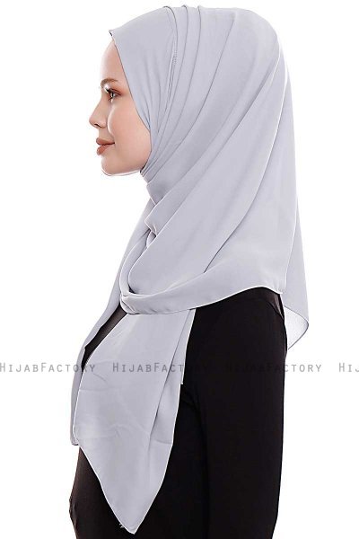 Yara - Hijab Crepe Pratique One-Piece Gris Clair