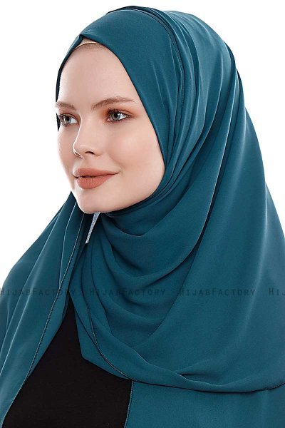 Yara - Hijab Crepe Pratique One-Piece Vert Foncé