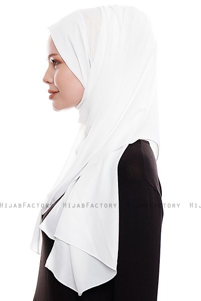 Yara - Hijab Crepe Pratique One-Piece Blanc