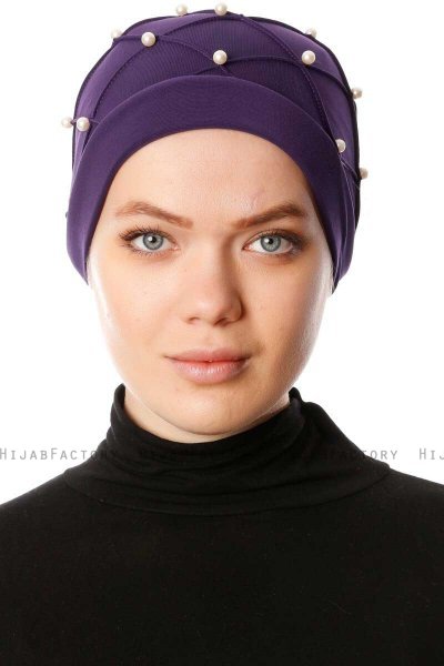 Yaren - Turban Crepe Chiffon Violet Foncé - Sehr-i Sal