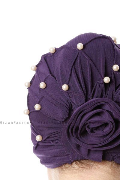 Yaren - Turban Crepe Chiffon Violet Foncé - Sehr-i Sal