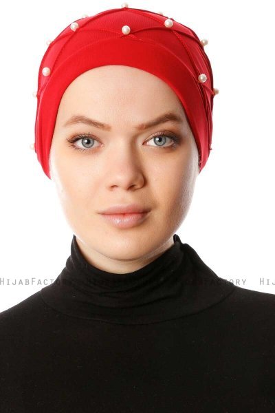 Yaren - Turban Crepe Chiffon Rouge - Sehr-i Sal