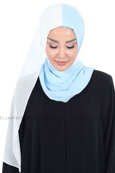 Ylva - Hijab Chiffon Pratique Crème & Bleu Clair