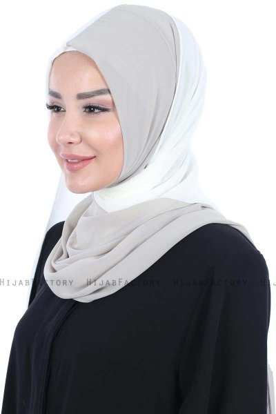 Ylva - Hijab Chiffon Pratique Crème & Taupe