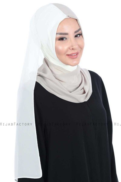 Ylva - Hijab Chiffon Pratique Crème & Taupe