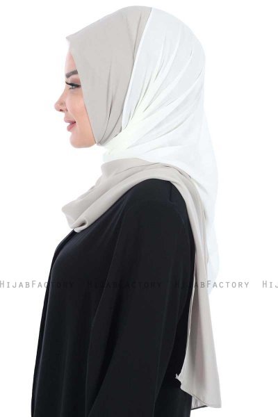 Ylva - Hijab Chiffon Pratique Crème & Taupe