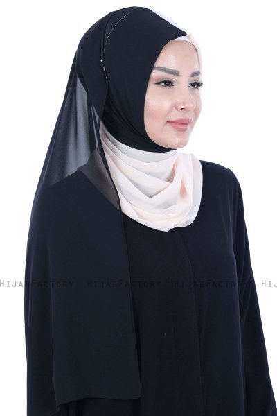 Ylva - Hijab Chiffon Pratique Noir & Beige