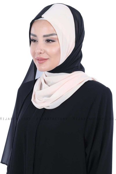 Ylva - Hijab Chiffon Pratique Noir & Beige