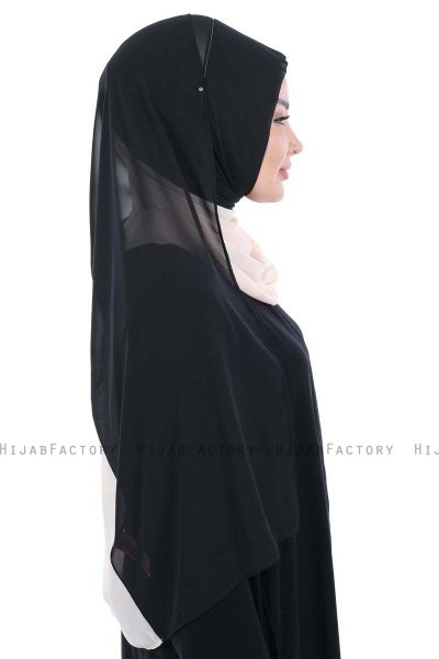 Ylva - Hijab Chiffon Pratique Noir & Beige