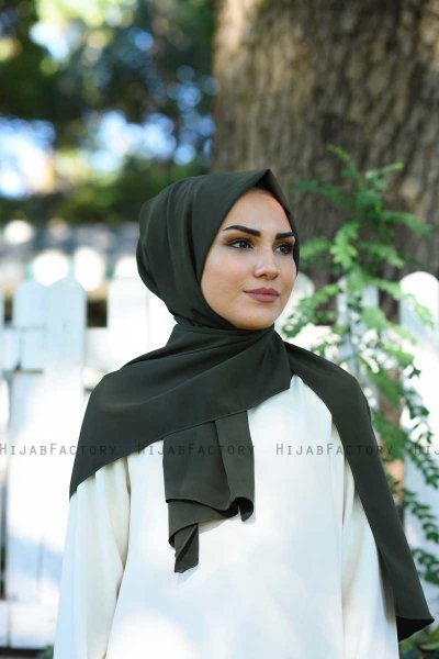 Zahra - Hijab En Crêpe Kaki Foncé - Mirach