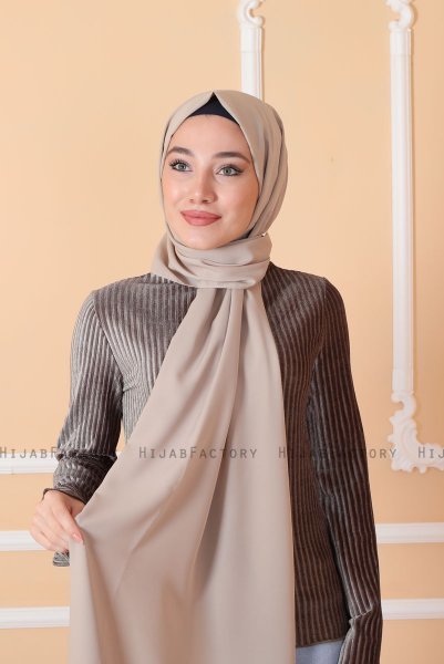 Zahra - Hijab En Crêpe Taupe - Mirach
