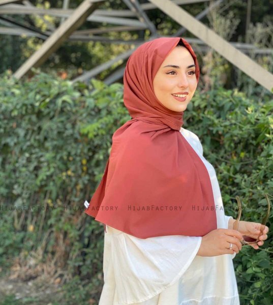 Zahra - Hijab En Crêpe Rouge Brique - Mirach