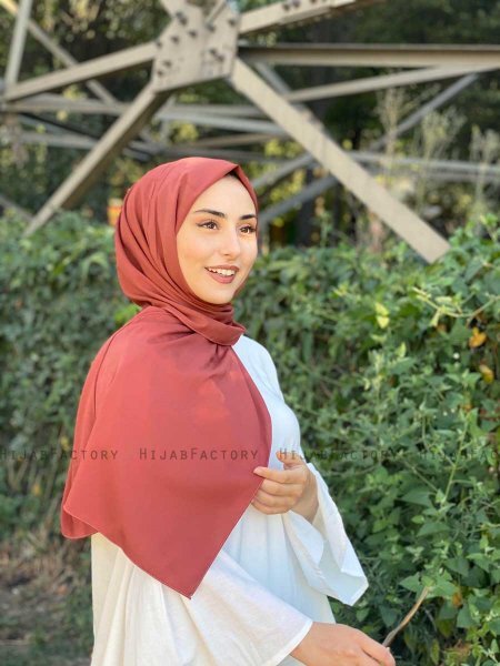 Zahra - Hijab En Crêpe Rouge Brique - Mirach