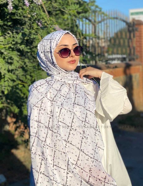 Zakiyah - Hijab En Coton à Motif Blanc