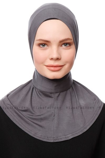 Zeliha - Hijab Pratique Viscose Gris Foncé