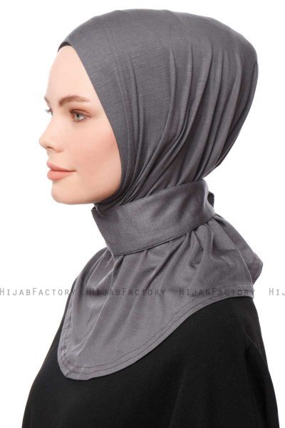 Zeliha - Hijab Pratique Viscose Gris Foncé