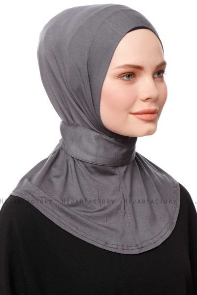 Zeliha - Hijab Pratique Viscose Gris Foncé