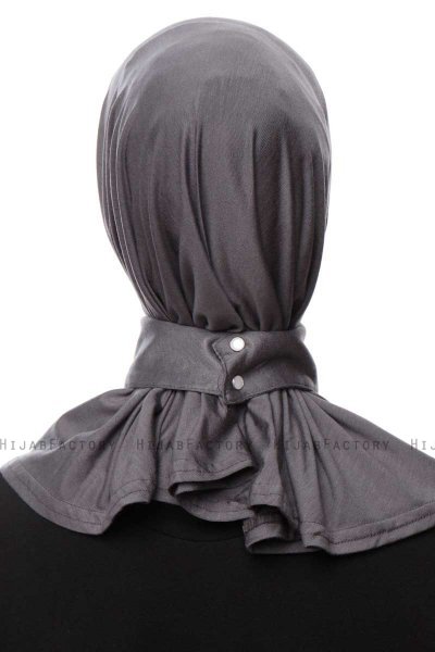 Zeliha - Hijab Pratique Viscose Gris Foncé