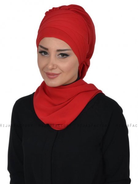 Zoe Röd Chiffon Turban Sjal Ayse Turban 322811b